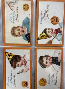 Collection of 80 Vintage Halloween Postcards