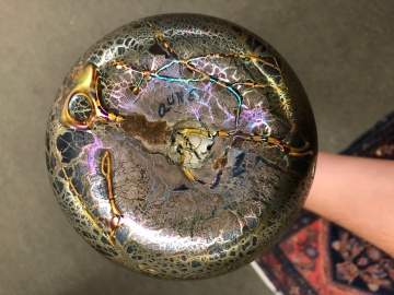 Rare Steuben Aurene Vase with Applied Decoration