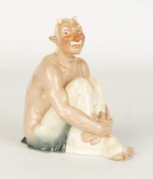 Meissen Sitting Faun with Meissen Book