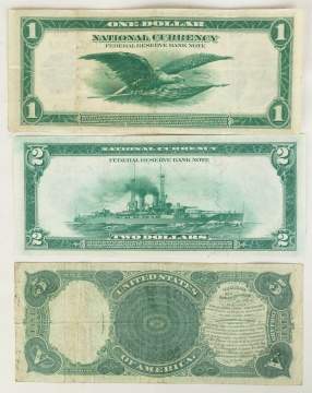 Two Early American Silver Certificates and $5 Bill
