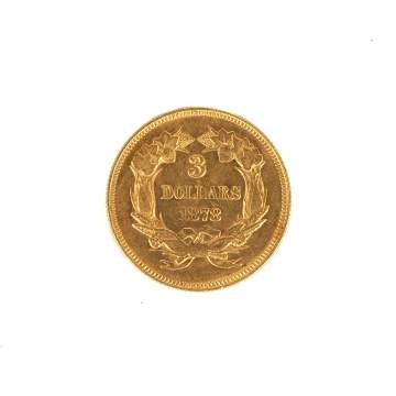 US 1878 $3 Liberty Head Gold Coin
