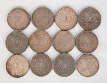12-Late 1800s Morgan Head Silver Dollars