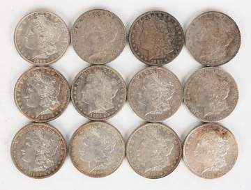12-Late 1800s Morgan Head Silver Dollars