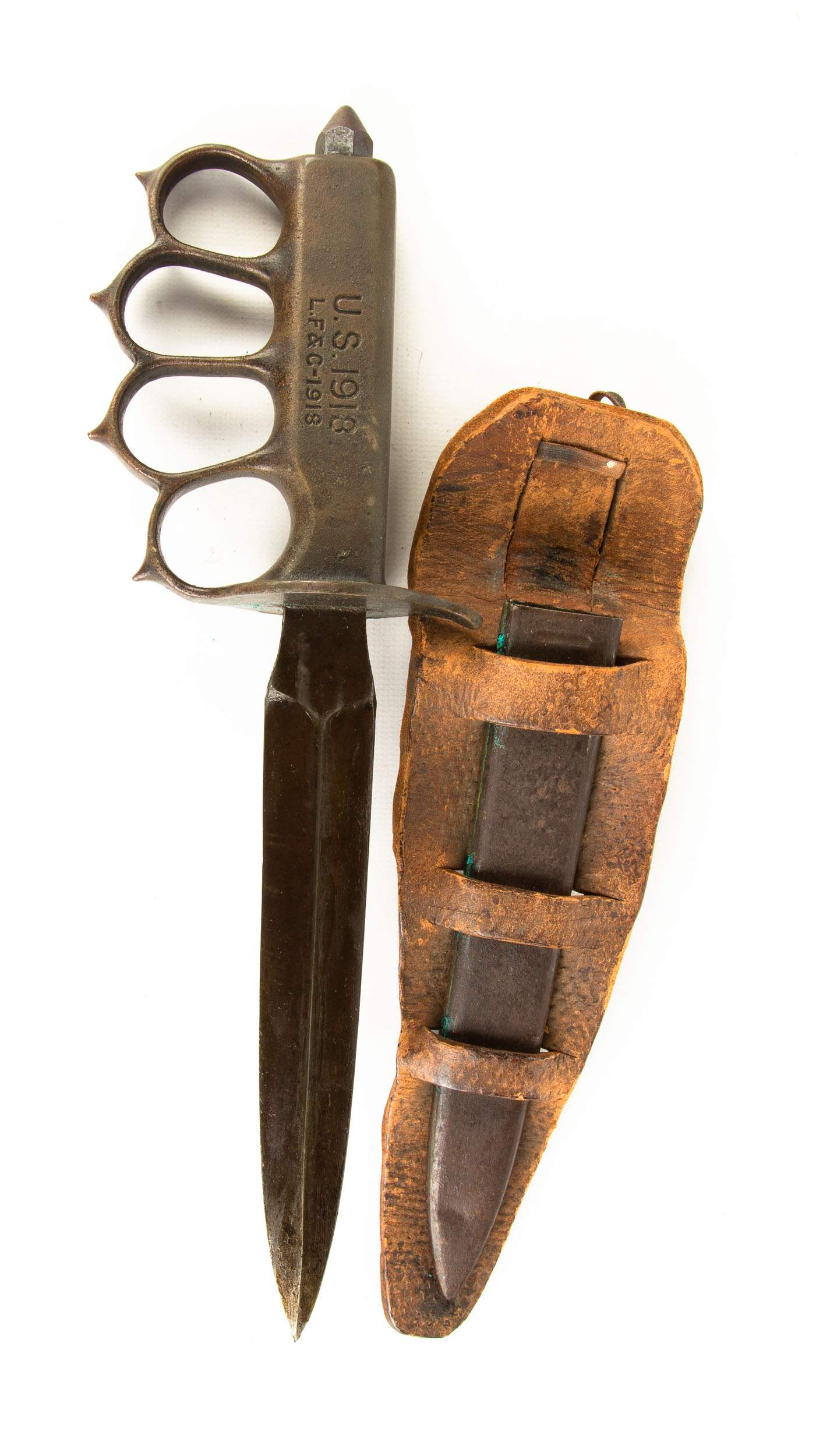 1918 L.F.& C. Brass Knuckle Trench Knife Cottone Auctions