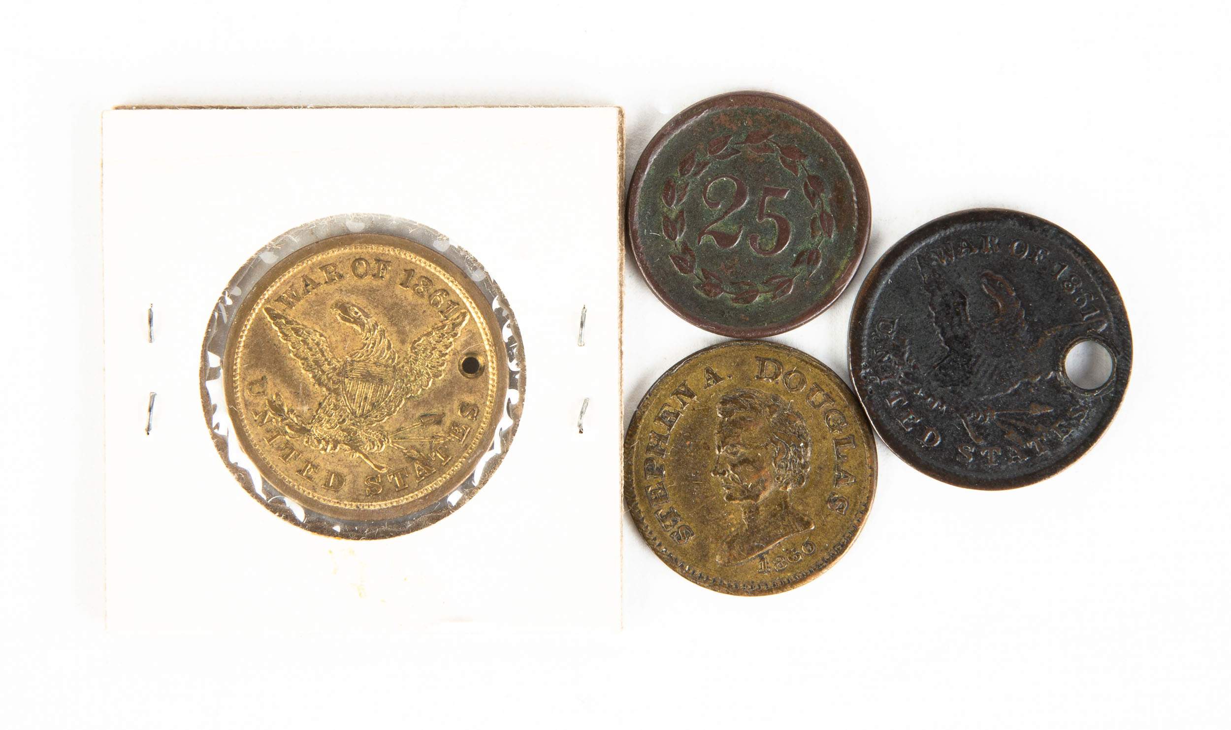 2 Civil War Dog Tags and 2 Civil War Tokens | Cottone Auctions