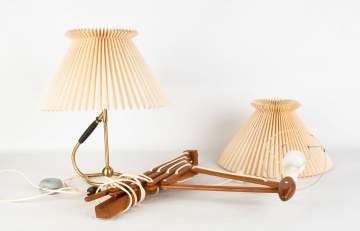 Kaare Klint (Danish, 1888-1954) 306 Brass Table  Lamp & Erik Hansen (Danish) Accordion Lamp