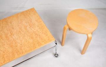 Alvar Aalto Stool 60 & Birds Eye Maple Low Table