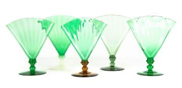 Five Steuben Fan Vases