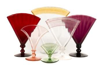 Six Steuben Fan Vases