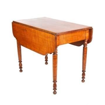 Country Sheraton Tiger Maple Drop Leaf Table