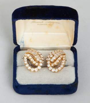Pair of Ladies 14K Gold & Diamond Earrings