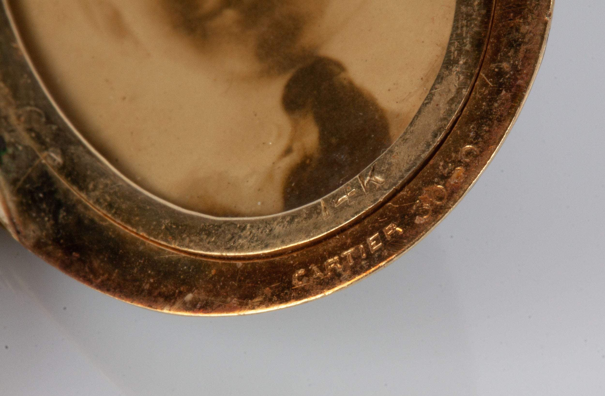 Cartier 14K Gold, Diamond and Enameled Necklace with Locket Cottone