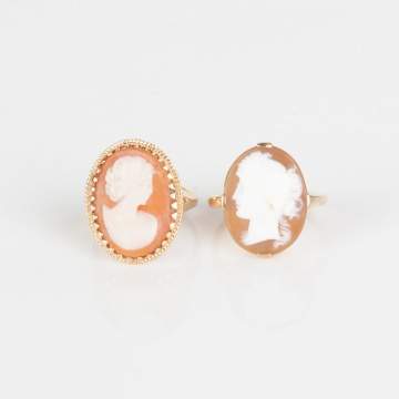 Two 14K Gold Cameo Rings