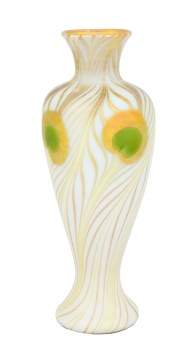 Steuben Aurene Peacock Feather Vase