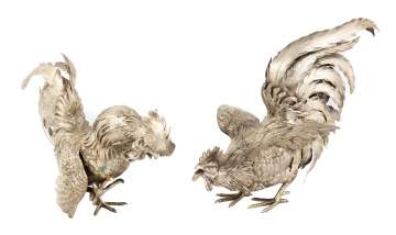 Continental Sterling Silver Table Roosters