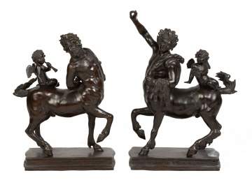 Pair of Bronze Centour Figures