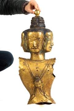 Tibetan Gilt Copper Repoussé Deity