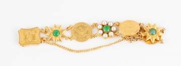 Chinese Gold US Coin, Jade and Pearl Bracelet