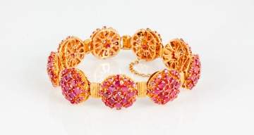Persian 18kt Gold and Ruby Bracelet