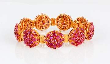 Persian 18kt Gold and Ruby Bracelet