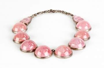 Pink Tourmaline and Sterling Silver Court Necklace