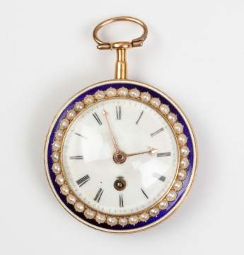 Ladies Gold, Enamel and Pearl Pocket Watch