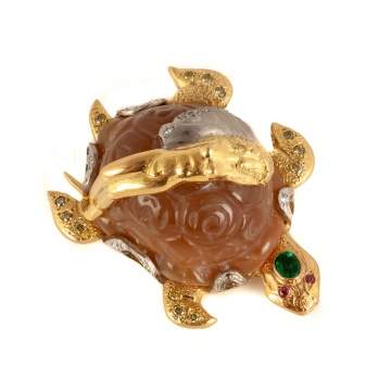 Russian 18kt Gold Turtle Brooch