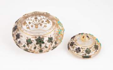 Mughal Rock Crystal, Gold and Gemstone Covered Jar