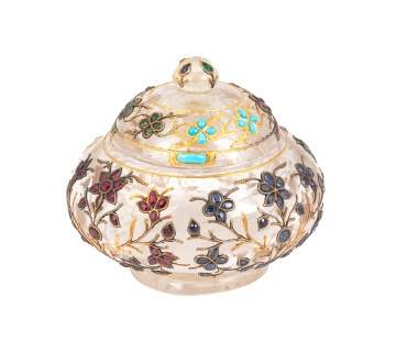 Mughal Rock Crystal, Gold and Gemstone Covered Jar