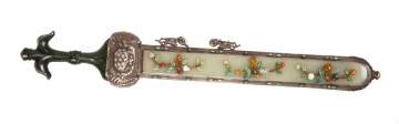 Chinese Silver Sword with Jade Panels & Hardstones
