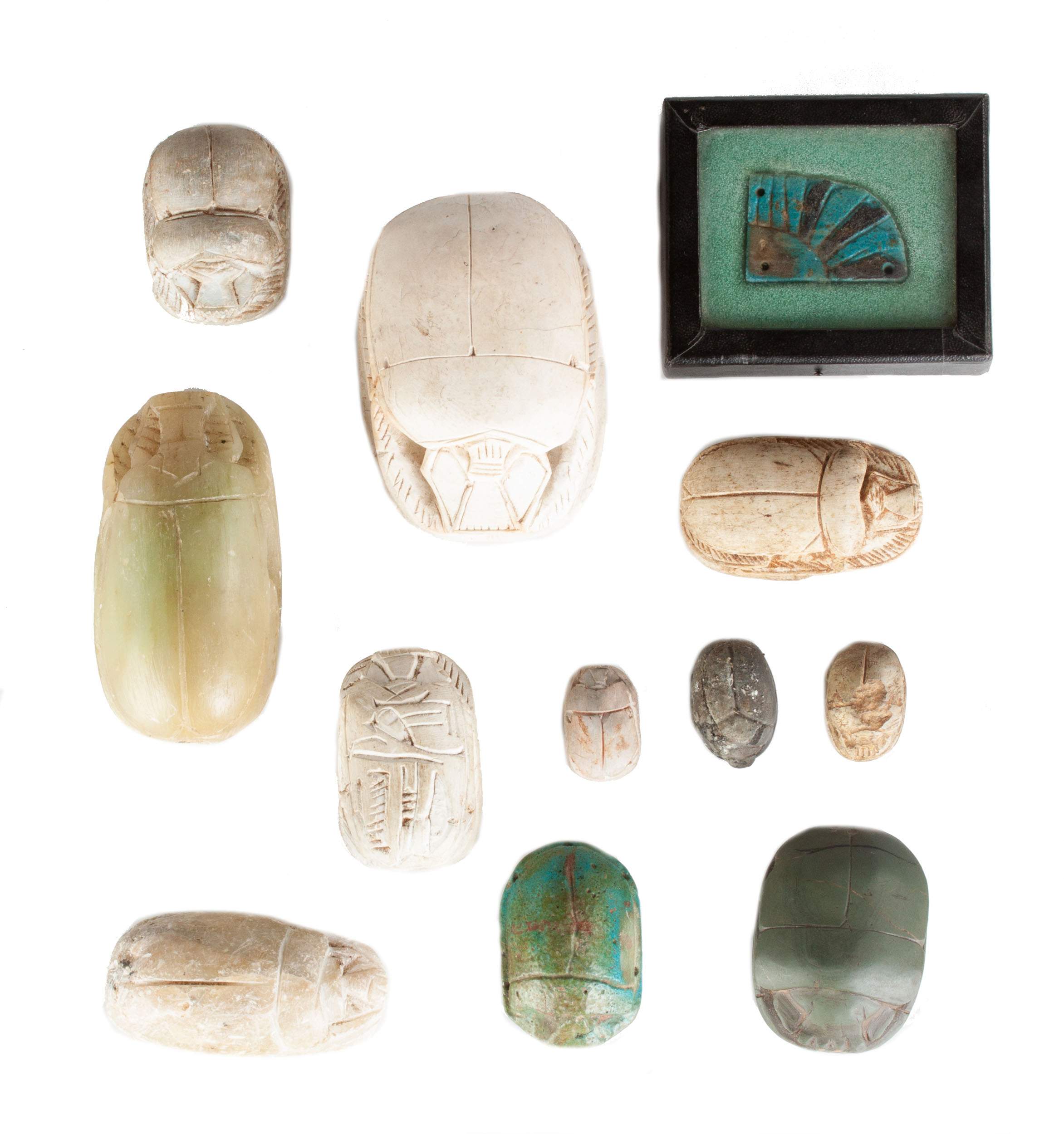 Group of 11 Egyptian Scarabs & Faience Piece Cottone Auctions