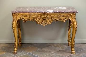 Italian Marble Top Consol Table