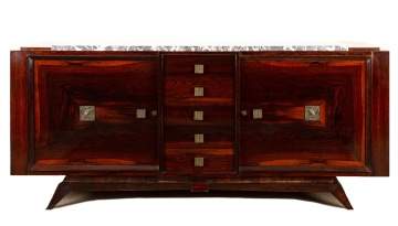 Art Deco Rosewood, Marble and Bronze Sideboard