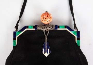 Art Deco Coral & Enamel Evening Bag