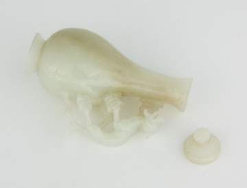 Chinese White Jade Bottle with Carved Chilong