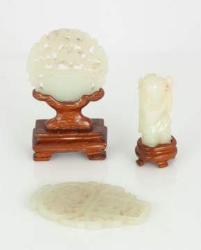 Chinese Jade Carved Pendant, Plaque and Figure