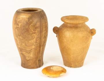 Two Egyptian Alabaster Canopic Jars