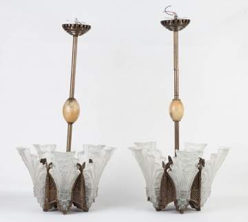 Pair of Art Deco Hanging Fixtures