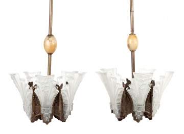 Pair of Art Deco Hanging Fixtures