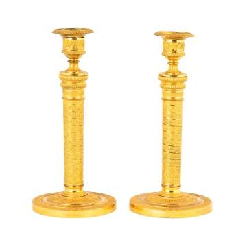 Pair Fine French Gilt Bronze Candlesticks