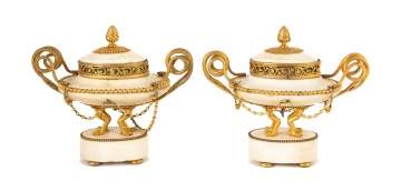 French Louis XVI Marble and Gilt Bronze Cassoulets
