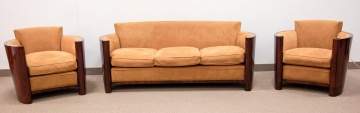 Art Deco Style Sofa and Club Chairs