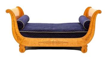 Fine Biedermeier Inlaid Birdseye Maple Daybed