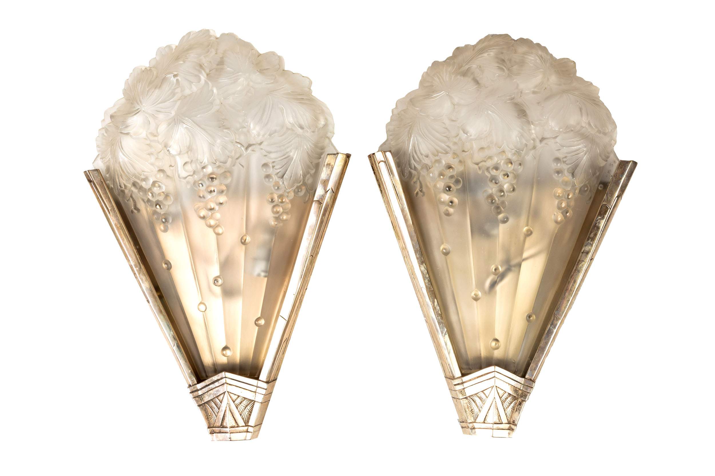 MariusErnest Sabino,Pair of Art Deco Wall Sconces Cottone Auctions