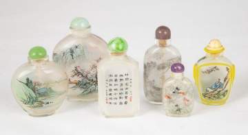 Group of Six Chinese Inside Painted Snuff Bottles