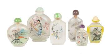 Group of Six Chinese Inside Painted Snuff Bottles