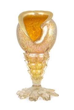 Austrian Art Glass Conch Shell Vase