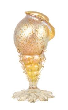 Austrian Art Glass Conch Shell Vase