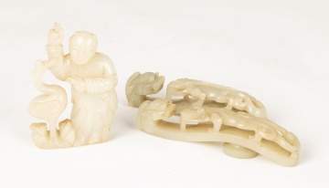Chinese Jade Figural Group and Dragon Belt Hooks