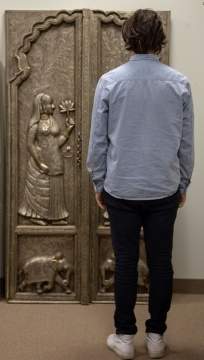 East Asian Silver Doors with Figures